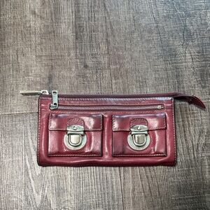 Marc Jacobs Red Leather Wallet with Silver Details